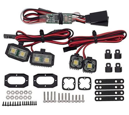 DKKY RC Car Lights LED Spotlights 1/10 Scale RC Crawler Accessories for Axial SCX10 90046 Traxxas TRX4 TRX6 Wraith RR10 MST Redcat Gen8 - style: 2+2 Set w/Controller