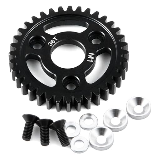 LSG 36T M1 Steel Spur Gear for Tra-xxas 1/8 RC Monster Truck Revo 2.5/3.3 Hardened 36 Tooth 1.0 Mod Main Gears RC Car Upgrade Part - size: 36T