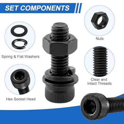 1000Pcs UIETUIL M3 Hex Socket Head Cap Screws Kit, M3x6-30mm, 12.9 | M3x6/8/10/12/16/20/25/30mm Hex Socket Head Cap Bolts with Nuts & Washers, 12.9 Grade Alloy Steel, Anti-Rust for 3D Printer, - size: M3 Cap 12.9 - 1000PCS