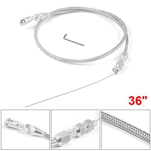 AICEL 36" Braided Throttle Cable, Compatible with 97-07 LS1 Engine 4.8L 5.3L 5.7L 6.0L, Stainless Steel Car Accelerator Throttle Cable Repair Kit, Universal Car Replacement Accessories