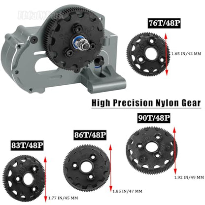 RC Upgrades Part for 1/10 Slash/Rustler/Stampede/Bandit 2WD (VXL) Drag Slash/Bigfoot,Transmission Gearbox & 48P Gear & Slipper Clutch Kit Pressure Plate & Complete Differential,Titanium - color: Titanium - (Upgrades Gearbox)