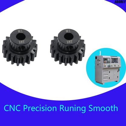 2Pcs 6491X 18-T Pinion Gear, 1.0 Metric Pitch, Fits 5mm Shaft (Compatible with Steel Spur Gears) for Traxxas RTR Vehicle Upgrade Parts