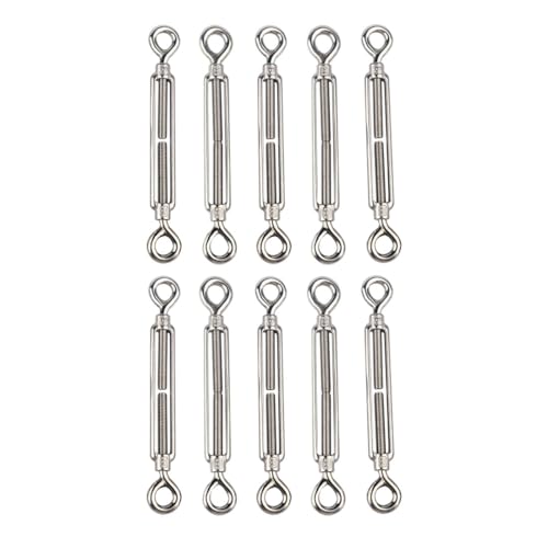 10Pcs M6 Eye & Eye Turnbuckle Heavy Duty Tensioner Adjustable Shade Sail Hardware for Tightening Up Metal Cable Wire 1/4" - style: M6 Eye & Eye