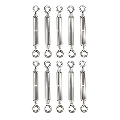10Pcs M6 Eye & Eye Turnbuckle Heavy Duty Tensioner Adjustable Shade Sail Hardware for Tightening Up Metal Cable Wire 1/4" - style: M6 Eye & Eye