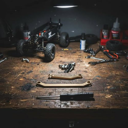 YIJU Vehicle Steering Linkage Brass Steering Rod Assembly Steering Upgrade Replacement Added Chassis Weight Improves Stability Suitable for RC Crawler Trucks Trail Runs Rough Terrain Driving
