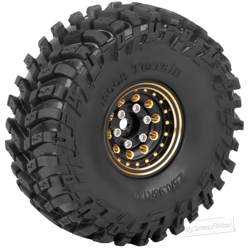 1.0 Beadlock Wheels and Tires for 1/24 1/18 RC Crawler Car SCX24 TRX4M,Brass 1.0 Beadlock Wheels 1.0 Beadlock Tires Set Soft Sticky 1.0 Mud Tires,4pcs