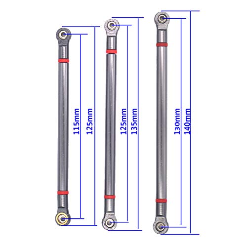 ShareGoo 8Pcs Aluminum Alloy 313MM Wheelbase Link Rod Chassis Linkage Compatible with Axial SCX10 90022 90027 90028 1/10 RC Car Crawler