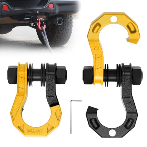 3/4" D Ring Separate Shackles, 52,910lbs Break Strength Easy Open Towing Winch Shackles, Heavy Duty Shackles with 7/8" Screw Pin for Tow Strap Winch Off Road Vehicle Recovery (BlackYellow) - color: BlackYellow