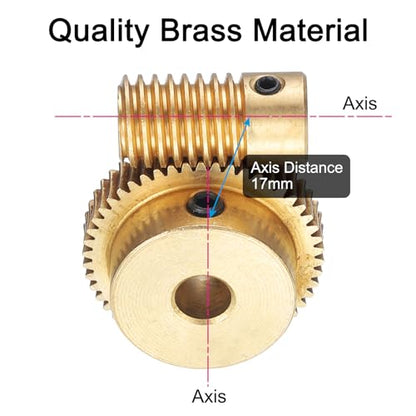 uxcell Worm Gear Set - 0.5 Module 50:1 Reduction Rate 6mm Hole Dia Gear Shaft and 6mm Hole Dia Gear Wheel 50T Drive Gear Box (Brass) - size: 6mmx5mm Bore, style: 0.5 Mod 50T