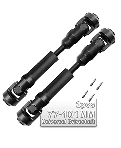 2PCS 77-101MM Universal Drive Shaft RC Upgrades for 1/10 SCX10 SCX10-II D90 Gen7 /Pro Rc 4WD GEN8 RC Crawler,RC Upgrade Parts Hop-Ups,Steel Full Metal Drive Shaft,Black (77-101 MM,2PCS) - size: 77-101 MM (3.03" to 3.97")