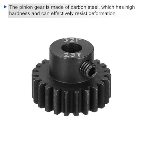 MECCANIXITY 2 Pcs RC 32P Hardened Pinion Gear 5mm Shaft, 23T Motor Gears Carbon Steel for 1/10 RC Model Car Boat Drone - style: 23T