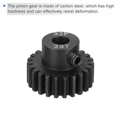 MECCANIXITY 2 Pcs RC 32P Hardened Pinion Gear 5mm Shaft, 23T Motor Gears Carbon Steel for 1/10 RC Model Car Boat Drone - style: 23T