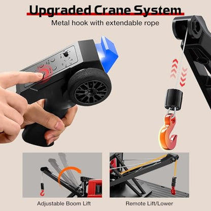 ARRIS MN82T 1/12 RC Rock Crawler Climbing Truck with Crane Hook, Toyota LC794WD Off Road RC Car with LED Lights, 2.4GHz Full Proportional Control RTF Toy Vehicle Gifts - color: Red