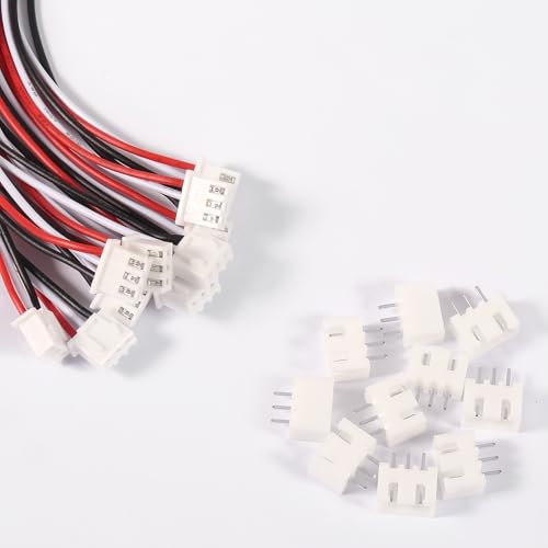 Alinan 20pcs JST-XH2.54mm 3 Pin Connector Kit, Included 10pcs Mini 3 Pin 24AWG Female Connector Plug with 150mm Cable Wire and 10pcs Micro 3Pin Male Connector Plug - color: 3Pin 24AWG 150mm Cable