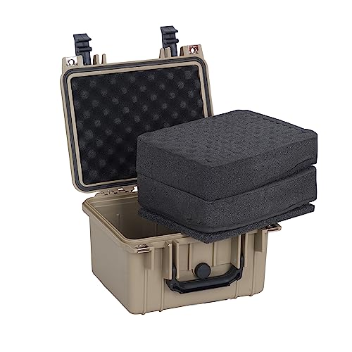 MEIJIA Portable All Weather IP67 Waterproof Camera Case,hard case with Customizable Fit Foam,Fit Use of Drones,Camera,Equipments,10.62 x9.68x6.87inches(Desert Tan) - color: Desert Tan, size: 10.62 x 9.68 x 6.87 inches