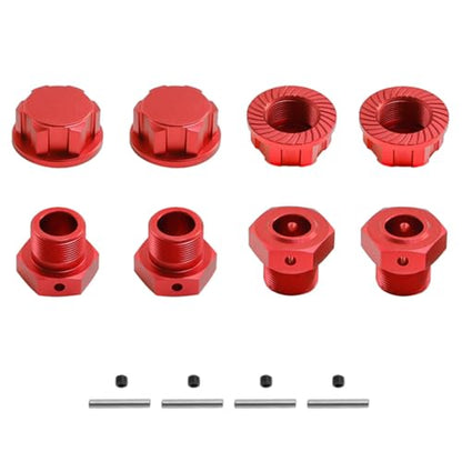 Aluminum Wheel Hex Adapter & Wheel Nut 24mm for Arrma 1/5 KRATON 8S BLX,Outcast 8S BLX Upgrades Parts,Wheel Hub Adapter Parts # ARA310928# ARA310929 (Red) - color: red