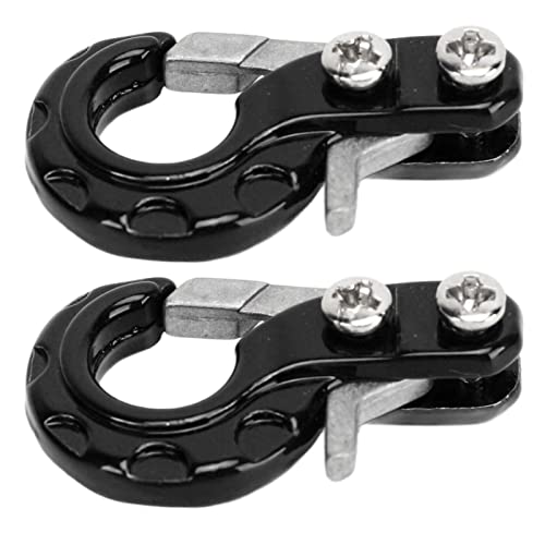 RC Winch Trailer Hook Set 2Pcs, 0.9x0.5in/2.3x1.3cm | Aluminum Alloy | 1/10 Crawler Truck | SCX10 D90 Compatible | Simulation Design | RC Car Accessory(Black) - color: Black