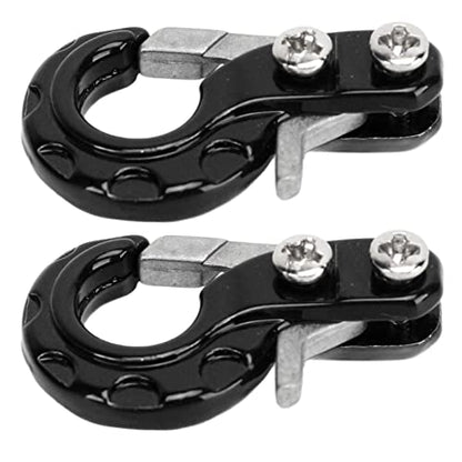 RC Winch Trailer Hook Set 2Pcs, 0.9x0.5in/2.3x1.3cm | Aluminum Alloy | 1/10 Crawler Truck | SCX10 D90 Compatible | Simulation Design | RC Car Accessory(Black) - color: Black