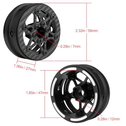 HobbyPark Carbon Fiber 1.9 Beadlock Wheels Rims for TRX4 SCX10 1/10 Crawler Car 1.9 inch Beadlocks Upgrades (Style A) - style: Style A