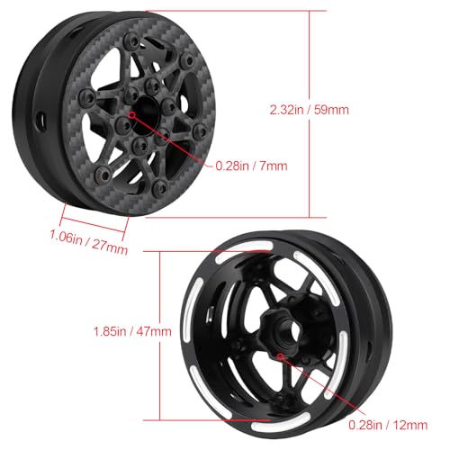 HobbyPark Carbon Fiber 1.9 Beadlock Wheels Rims for TRX4 SCX10 1/10 Crawler Car 1.9 inch Beadlocks Upgrades (Style B) - style: Style B