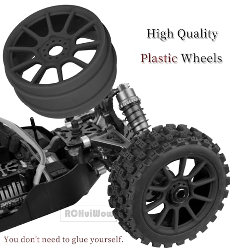 RC Buggy Tires 17mm Hex Wheels and Tires for 1/8 Scale Car Typhon 3S 6S,HSP Off-Road,Kyosho MP10,1/8 Scale RC Buggy Wheels & Rubber Tires,Black - color: Black(4pcs)