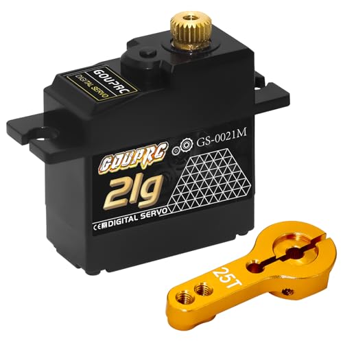 GOUPRC 21G Micro Mini Digital Servo of Metal Gears with 25T Servo Horn for 1/14 1/16 RC Crawler Car Upgrade Servo Parts Model Boat Airplane Robot (1PC) - style: 21G 1PC