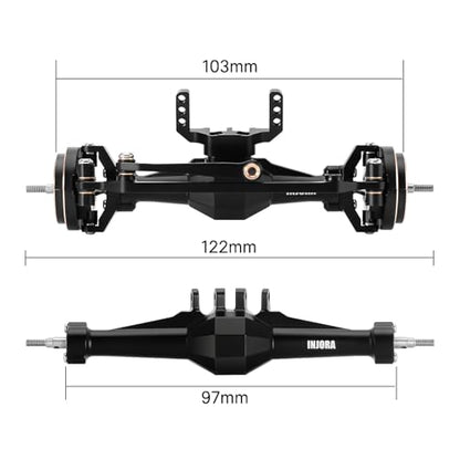 INJORA +4mm Diamond Axles with Brass Steering Knuckles for 1/18 RC Crawler TRX4M Upgrade - color: Black Brass