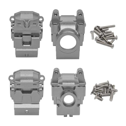 Alloy Front&Rear Differential housing Gear Box for Traxxas 1/10 4X4 Rustler Stampede Hoss Slash 4WD VXL-Replaces Part 6880 6881 - color: Titanium