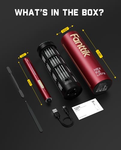 Fanttik E2 Ultra Electric Screwdriver, Precision Screwdriver Set (Red) | 50 Magnetic Bits, 5/32''Hex Shank, 0.6N.m, RevoStor Magnetic Storage, Repair Kit for PC, Phone, 3D Printer, RC Cars, Drone - color: Burgundy Red