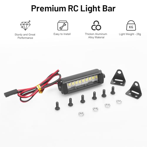 RC Light Bar 10 LED, daitoku 2.16 Inch Aluminum RC LED Lights Kit for Axial SCX10 Traxxas TRX4 TRX4M Arrma Senton Redcat GEN7 1/10 1/18 Crawler