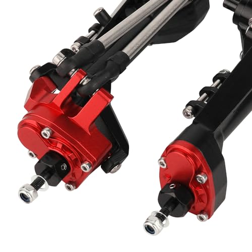 CNC Offset Portal Axle with Adjustable Link Mount for 1/10 RC Crawler Axial SCX10 III AXI03029 AR45P Rock Buggy LCG Chassis Cheater Rigs Upgrade Parts (red) - color: Red