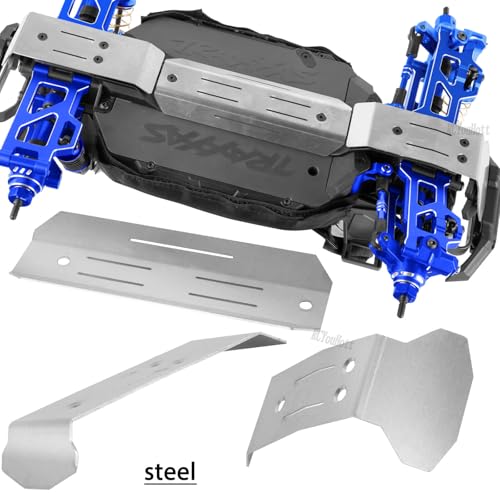 RC Upgrades Part for 1/16 (#107154-1) Mini Maxx 4WD,Tail Wheel/Skid Plate Stainless Steel Chassis/Protective Chassis Dirt Dust Resist Guard Cover/Mount Plate Motor Fixing Mount,Navy Blue - color: Navy Blue-(for 1/16）