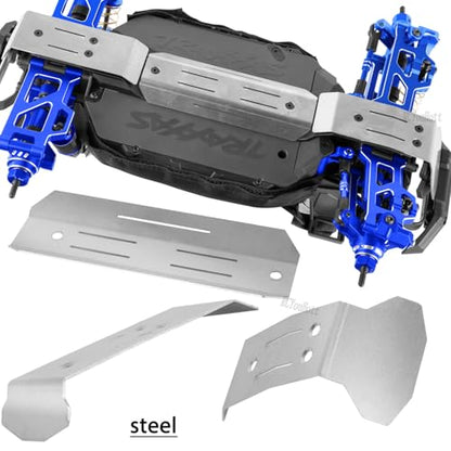 RC Upgrades Part for 1/16 (#107154-1) Mini Maxx 4WD,Tail Wheel/Skid Plate Stainless Steel Chassis/Protective Chassis Dirt Dust Resist Guard Cover/Mount Plate Motor Fixing Mount,Red - color: Red-(for 1/16）