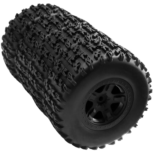 4-Pack RC Short Course Truck Wheels & Tires w/Foam Inserts OD110mm Compatible with Losi Tenacity Traxxas Slash Arrma HPI Redcat Blackout 1/10 RC Short Course,5-Spoke