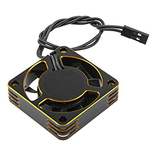 ShareGoo Alloy Brushless Motor ESC Cooling Fan Heatsink 18000RPM 40x40mm JST Plug for 1/8 1/10 1/12 RC Car 540 550 Brushless Motor,4010 (Black-Gold) - color: Black-Gold