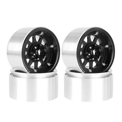 Aluminum 2.2" Beadlock Wheel Offset -10mm Metal Rims for SCX10 RR10 TRX4 VS4-10 Gen8 1/10 RC Crawler Car Upgrade Parts (10-Spoke, Black) - color: 10-Spoke, Black