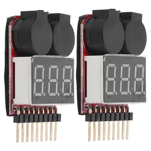2pcs Battery Voltage Tester Low Voltage Alarm Compact and Portable Lipo Battery Monitor for Rc