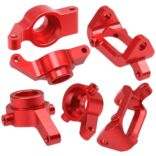 Aluminum Steering Knuckles Kit Swing Arm A-Arms & Shock Absorbers Compatible with Wltoys 1/18 A949 A959 A969 A979 K929 RC Car (Red) - color: Red