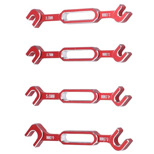 Pilipane RC Turnbuckle Wrench Set Aluminum Alloy High Strength Multi Functional Tool Kit for RC Car Repair and Maintenance 4PCS 3.0 3.2 3.5 3.7 4.0 5.0 5.5 6.0mm (Red)