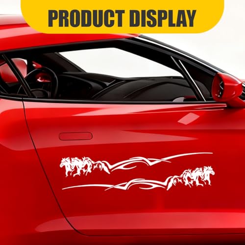 2PCS Horse Car Sticker Decal, Waterproof Vinyl Automotive Running Horses Bumper Sticker Decoration, Self-Adhesive Cool Car External Window Decal Accessories for Truck, SUV (White)