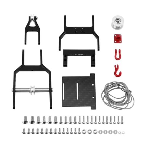 INJORA Tow Truck Crane Kit & 7KG INJS2065-360 Winch Servo for 1/24 SCX24(Black - color: Black