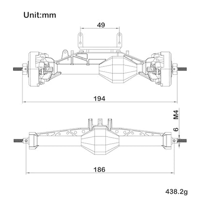 MEUS RACING 1/10 Nylon ISO Stright Axles with Front Axle Counterweight for Axial Capra II SCX10 II and Other DIY 1/10 RC Crawler (AR44/AR45 Wheel Distance 194MM) - style: AR44/AR45 Wheel Distance 194MM