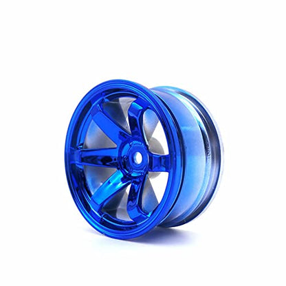 4PCS 1:10 RC Tires and Plastic Wheels Rims for 1/10 Scale On Road Touring Racing Drift Car HSP HPI Tamiya (Blue) - color: Blue