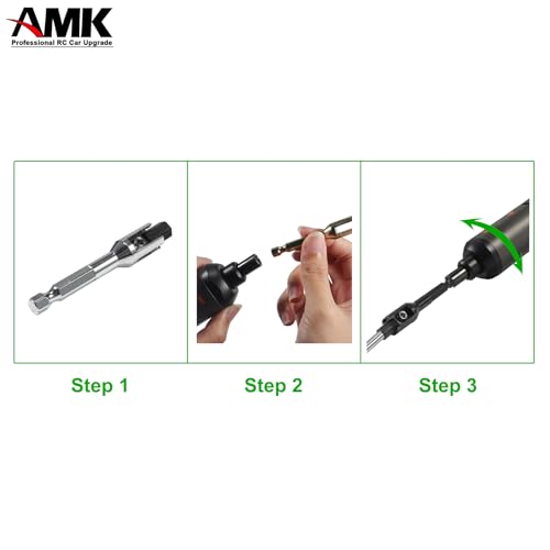 AMK RC Tool Kit 6.35mm Hex Bit Linkages Link Rod Ends Installing Equipment for 1/10 Scale Accessories SCX10 TRX4 Upgrades (Silver) - color: Silver