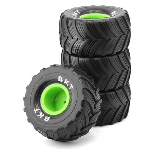 Lifehead 1/16 RC Monster Truck Snow Sand Tires for 1/12 1/14 1/16 RC Off Road Monster Truck TRAXXAS E-REVO SUMMIT Tamiya Losi HBX 16889 S1601/12mm Hex/OD 100mm - color: Green