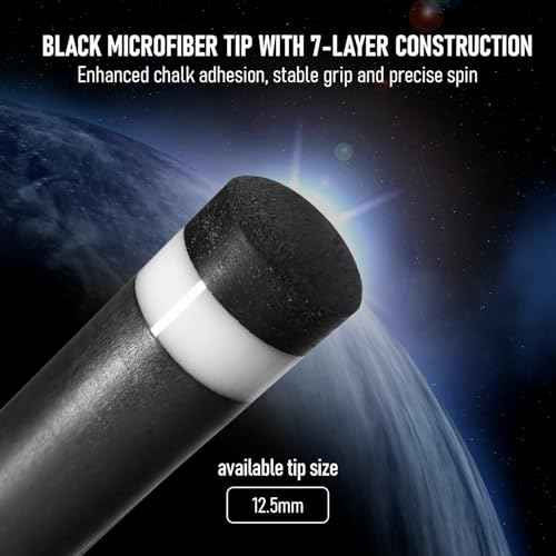 CUEBOTS Z Wave Carbon Fiber Shaft, Low Deflection Shaft, Multi-Layer Carbon, Construction, 12.5mm Tip, 7-Layer, Microfiber Tip, Uni-QR Joint, 3/8-8, 3/8-10, 5/16-18, Joint