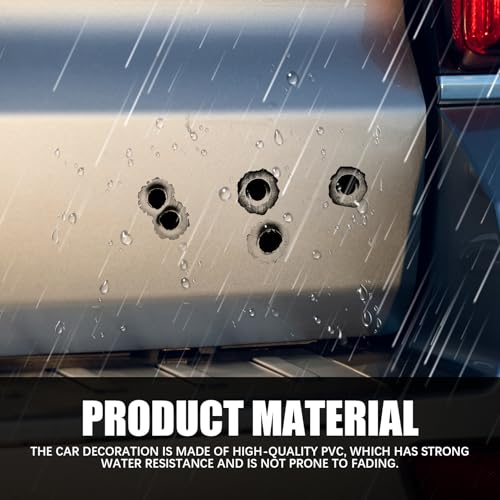 3D Bullet Hole Car Stickers, Bullet Hole Stickers, Simulation Stereoscopic Fake Gun Bullet Holes Sticker, Automotive Tattoo Hood or Door Decoration Sticker for Bumper Door Window (Style A)