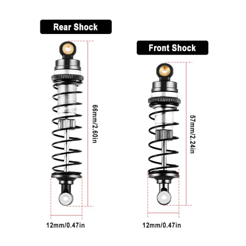 GLOBACT RC Shocks for LOSI 1/16 Mini-B 1/18 Mini-T 2.0 LOS314004 (Black) - color: Black