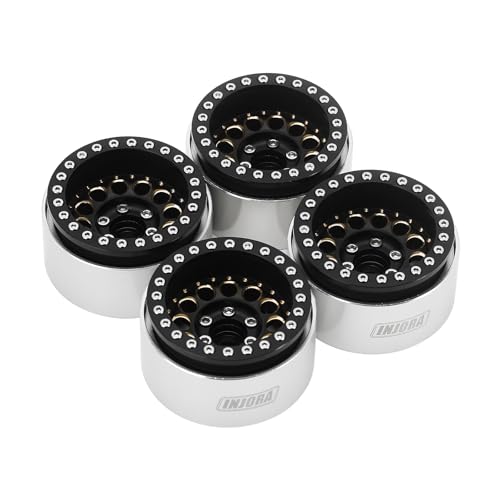 INJORA 1.9" 150g Brass & Aluminum -10mm Offset Wheels for 1/10 RC (Black) - color: Black