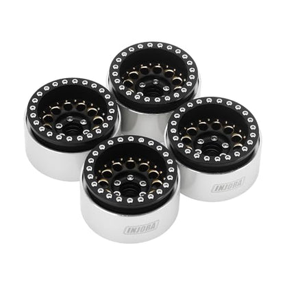 INJORA 1.9" 150g Brass & Aluminum -10mm Offset Wheels for 1/10 RC (Black) - color: Black